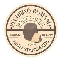 pecorino romano, får ost hög standard emblem vektor