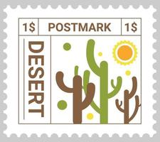 Poststempel oder Postkarte mit Wüstenblumenbotanik vektor