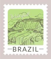 Brasilien vattenfall, landskap och natur vykort vektor