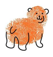 Fingerabdruckzeichnung des Bären, Säugetiertierporträt vektor
