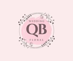qb Initialen Brief Hochzeit Monogramm Logos Vorlage, handgezeichnete moderne minimalistische und florale Vorlagen für Einladungskarten, Datum speichern, elegante Identität. vektor