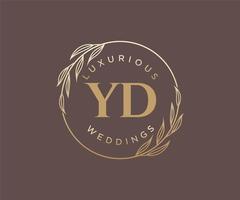 yd Initialen Brief Hochzeit Monogramm Logos Vorlage, handgezeichnete moderne minimalistische und florale Vorlagen für Einladungskarten, Datum speichern, elegante Identität. vektor