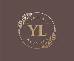 yl Initialen Brief Hochzeit Monogramm Logos Vorlage, handgezeichnete moderne minimalistische und florale Vorlagen für Einladungskarten, Datum speichern, elegante Identität. vektor