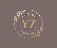 yz Initialen Brief Hochzeit Monogramm Logos Vorlage, handgezeichnete moderne minimalistische und florale Vorlagen für Einladungskarten, Datum speichern, elegante Identität. vektor