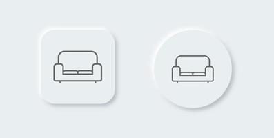 Couch-Liniensymbol im neomorphen Designstil. Sofa Zeichen Vektor-Illustration. vektor
