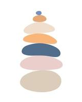 Zen Stones Cairns einfache abstrakte flache Vektorgrafiken, Entspannung, Meditation und Yoga-Konzept, Boho-Farben Steinpyramide für die Herstellung von Bannern, Postern, Karten, Drucken, Wandkunst vektor