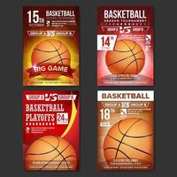 Basketball-Poster-Set-Vektor. Design für Sportbar-Werbung. Basketball Ball. Modernes Turnier. Ankündigung von Sportveranstaltungen. Bannerwerbung. Vorlagenillustration vektor