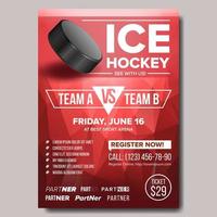 Eishockey-Poster-Vektor. Eishockey-Puck. vertikales Design für Sportbar-Werbung. Eishockey-Flyer. Winter. café, bar, kneipenwerbung, einladungsschablonenillustration vektor