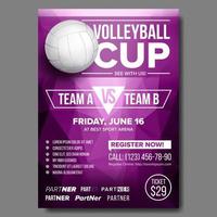 Volleyball-Poster-Vektor. Design für Sportcafé, Pub, Bar-Promotion. Strand. Volleyballball. Modernes Turnier. Meisterschaftsetikett im A4-Format. Volley. spiel banner vorlage werbung illustration vektor