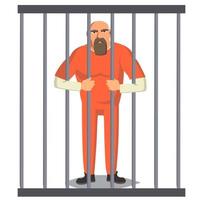 Gefangener in Pokey-Vektor. Gesetzloser Räuber festgenommen und eingesperrt. zeichentrickfigur illustration vektor