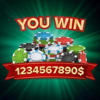 du gewinnst. Gewinner Hintergrundvektor. Jackpot-Abbildung. großes Gewinnbanner. für Online-Casino, Spielkarten, Spielautomaten, Roulette. Stapel von Pokerchips vektor