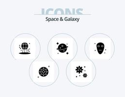 Weltraum- und Galaxie-Glyphen-Icon-Pack 5-Icon-Design. Galaxis. Platz. Platz. Saturn. Welt vektor