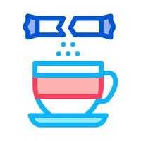 Streuen Sie Zucker in eine Tasse Tee Symbol Vektor Umriss Illustration