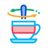 Rührlöffel in Tasse Tee Symbol Vektor Umriss Illustration