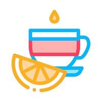Tasse Tee mit Zitronenscheibe Symbol Vektor Umriss Illustration