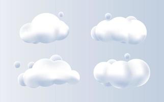 3D-Renderwolke auf weißem Hintergrund, Textur, Symbolvektorillustration vektor