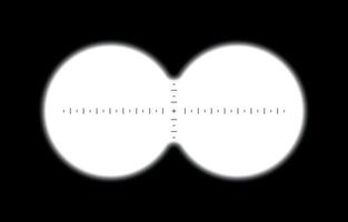 Fernglas-Spion-Ansicht. Teleskopzielvisier, Periskoplinsenansicht. vektor isolierte illustration