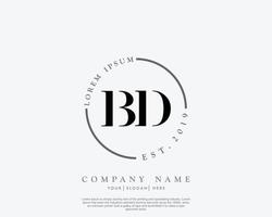 anfängliches bd feminines logo schönheitsmonogramm und elegantes logodesign, handschriftlogo der ersten unterschrift, hochzeit, mode, floral und botanisch mit kreativer vorlage vektor