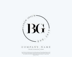 första bg feminin logotyp skönhet monogram och elegant logotyp design, handstil logotyp av första signatur, bröllop, mode, blommig och botanisk med kreativ mall vektor