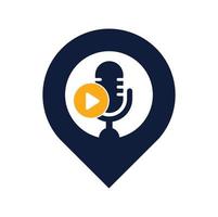 Video-Play-Podcast-Logo-Vorlagendesign. Podcast-Kanal oder Radio-Logo-Design vektor