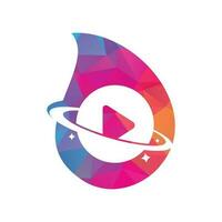 Musik Planet Tropfenform Konzept Vektor Logo Design. Musik spielen Symbol Symboldesign.