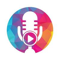 Video-Play-Podcast-Logo-Vorlagendesign. Podcast-Kanal oder Radio-Logo-Design. vektor