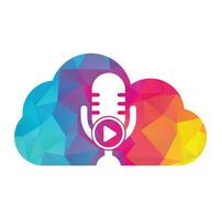 Video-Play-Podcast-Logo-Vorlagendesign. Podcast-Kanal oder Radio-Logo-Design. vektor