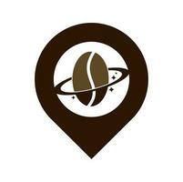 Kaffee Planet gps Form Konzept Logo Vektordesign. vektor