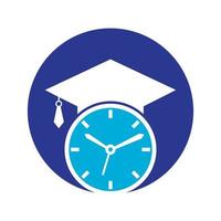 Studienzeit-Vektor-Logo-Design. Abschlusshut mit Uhr-Icon-Design vektor