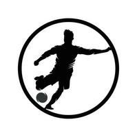 Fußball- und Fußballspieler-Logo-Design. Dribbling-Ball-Logo-Vektor-Icon-Design. vektor