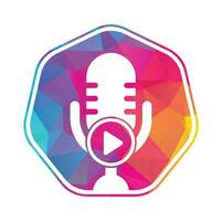 Video-Play-Podcast-Logo-Vorlagendesign. Podcast-Kanal oder Radio-Logo-Design. vektor