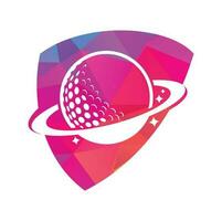 Planet Golf-Vektor-Logo-Design. Golfball und Planet-Vektor-Logo-Design-Vorlage. vektor