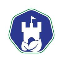 Schloss mit Blatt-Symbol-Vektor-Logo. Naturschloss-Logo entwirft Konzeptvektor. vektor