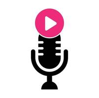 Video-Play-Podcast-Logo-Vorlagendesign. Podcast-Kanal oder Radio-Logo-Design. vektor