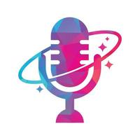 Podcast-Planet-Vektor-Logo-Design. kreatives Raum-Podcast-Logo-Design. vektor