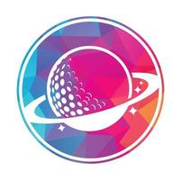 Planet Golf-Vektor-Logo-Design. Golfball und Planet-Vektor-Logo-Design-Vorlage. vektor