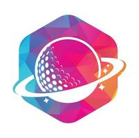 Planet Golf-Vektor-Logo-Design. Golfball und Planet-Vektor-Logo-Design-Vorlage. vektor