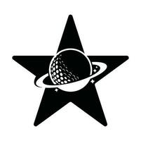 Planet Golf und sternförmiges Vektor-Logo-Design. Golfball und Planet-Vektor-Logo-Design-Vorlage. vektor