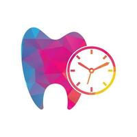 dental tid vektor logotyp design mall. mänsklig tand och klocka ikon design.