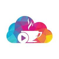 Design des Kaffeespiel-Logos. Kaffee-Logo-Design mit einem Musik-Play-Button-Vektor. vektor