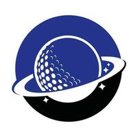 Planet Golf-Vektor-Logo-Design. Golfball und Planet-Vektor-Logo-Design-Vorlage. vektor