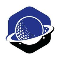 planet golf vektor logotyp design. golf boll och planet vektor logotyp design mall.