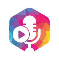 Video-Play-Podcast-Logo-Vorlagendesign. Podcast-Kanal oder Radio-Logo-Design. vektor