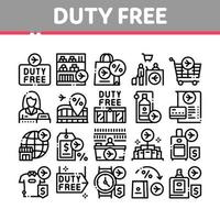 Duty-Free-Shop Store Collection Icons Set Vektor