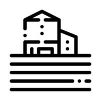 Bauernhof mit Land-Symbol-Vektor-Umriss-Illustration vektor