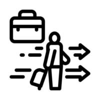 Mann mit Business-Koffer-Symbol-Vektor-Umriss-Illustration vektor