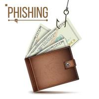 Phishing-Geld-Konzeptvektor. Internet sicherheit. Cyberkriminalität. Cartoon-Illustration vektor