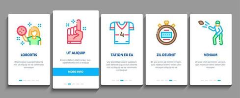 Rugby-Sport-Spiel-Tool-Onboarding-Elemente-Symbole setzen Vektor