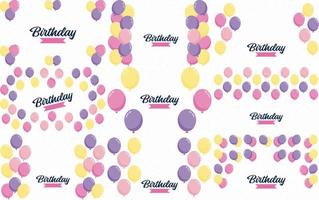 Lycklig födelsedag i en lekfull. ritad för hand font med en bakgrund av ballonger och konfetti. vektor