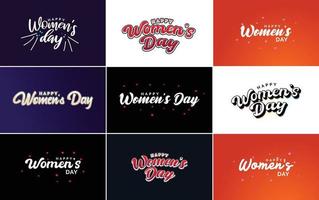 rosa Lycklig kvinnors dag typografisk design element uppsättning för hälsning kort vektor